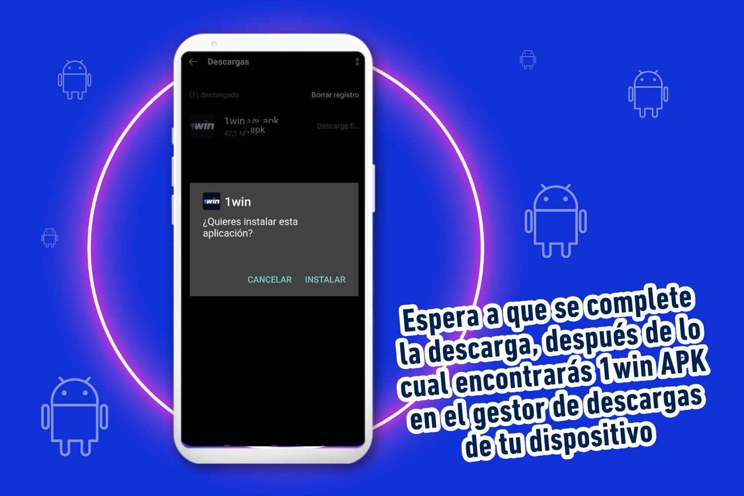 Para descargar la aplicación 1win para Android, un usuario de México debe esperar a que la aplicación se descargue en su teléfono inteligente luego de presionar el botón