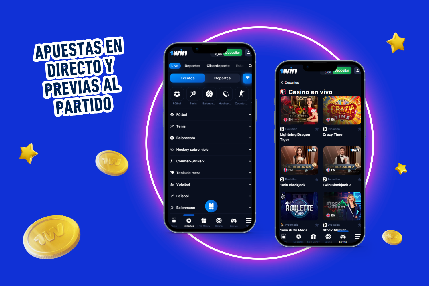 Apuestas en tiempo real y pre-partido en 1win con estadísticas, retransmisiones en directo y más para usuarios de México